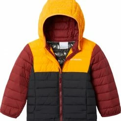 Hot Sale 🎁 Columbia Little Boys' Powder Lite Hooded Jacket Shark/flame Ornge/rd Jspr ✔️