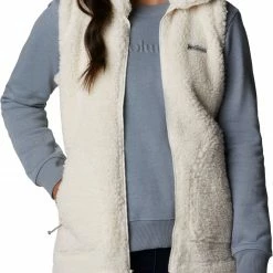 Deals 💯 Columbia 👩 Women's Winter Pass Sherpa Vest Jacket Chalk 👍