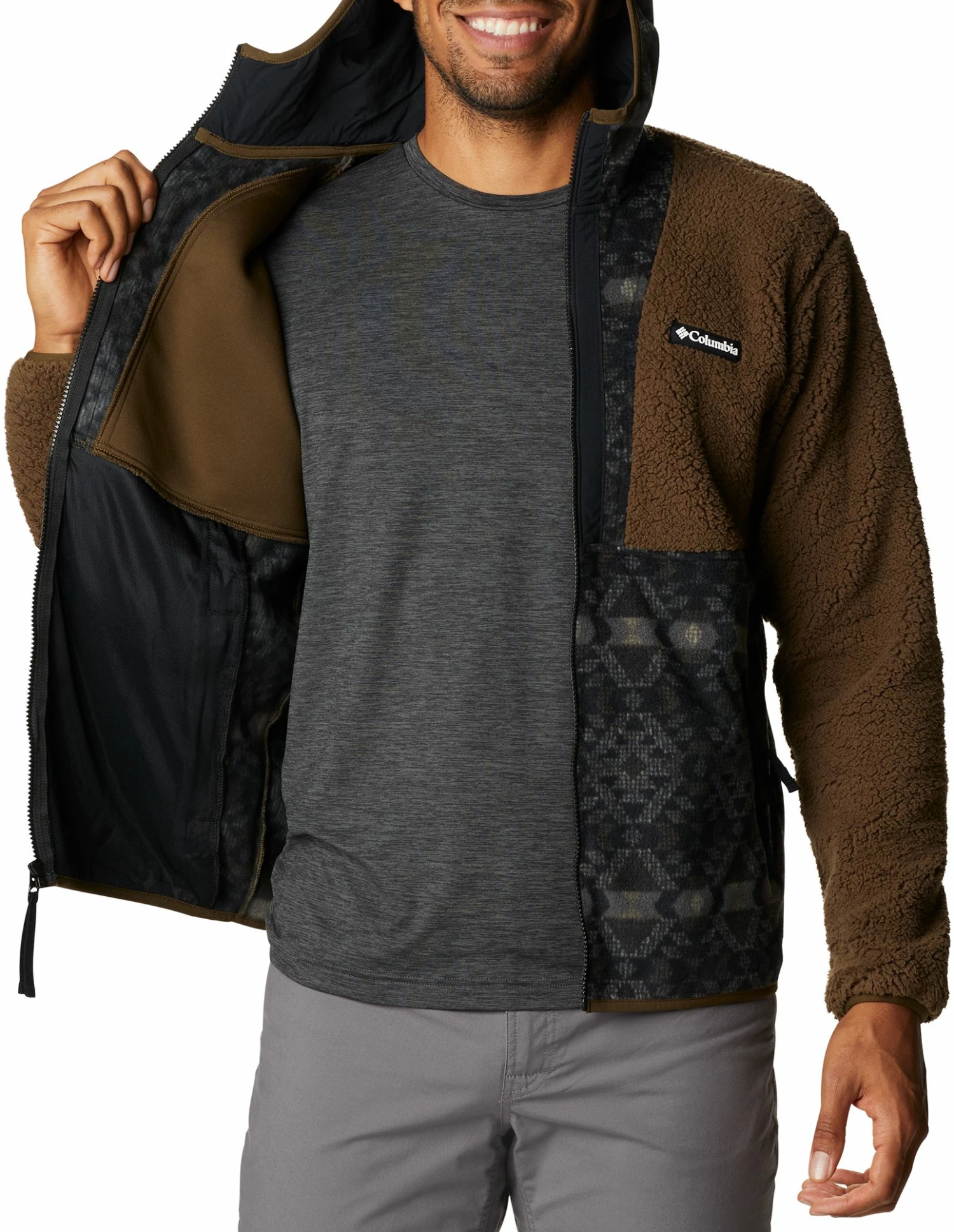 Cheapest π Columbia Men's Backbowl Sherpa Full Zip Hoodie Olive Green/black π₯ - Image 4