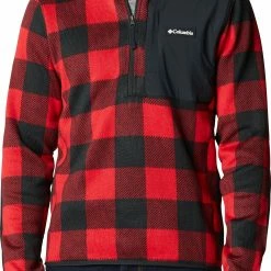 Cheap 🌟 Columbia Men's Sweater Weather Printed 1/2 Zip Pullover Mountain Red Buf Print 👏