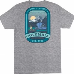 Flash Sale 🧨 Columbia Mens' Delphic Graphic T-Shirt Grey Heather 😀