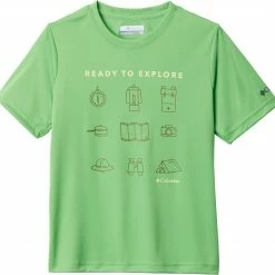 Hot Sale 👍 Columbia Boys' Grizzly Grove Graphic T-Shirt Green Boa Explore Icons 😀