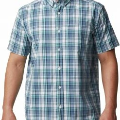 Cheap ✨ Columbia Men's Big & Tall Rapid Rivers II Short Sleeve Button Down 👕 Shirt Carnelian Red Large Plaid ✨