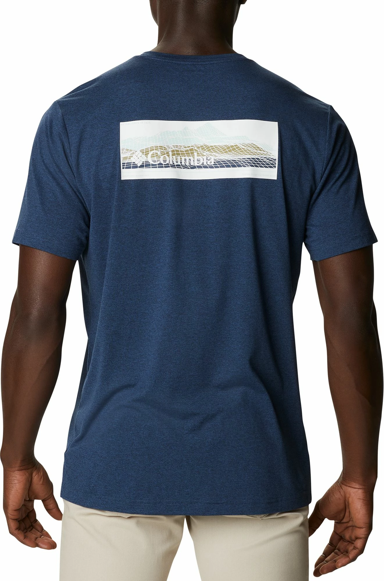 Outlet π Columbia Men's Tech Trail Graphic T-Shirt Colg Nvy Hth/offgrd Grphc π