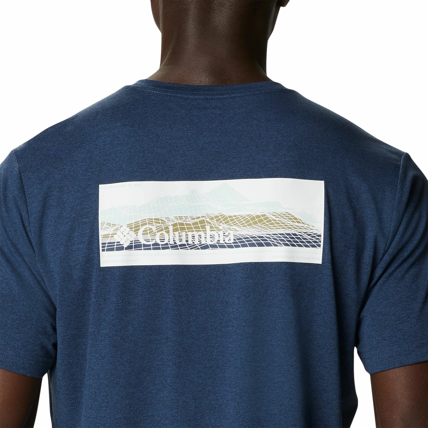 Outlet π Columbia Men's Tech Trail Graphic T-Shirt Colg Nvy Hth/offgrd Grphc π - Image 4