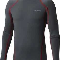 Best deal 👏 Columbia Men's Midweight Stretch Base Layer Long Sleeve 👕 Shirt Graphite/red 😍