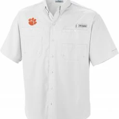 Cheapest 🧨 Columbia Men's Clemson Tigers White Tamiami Performance 👚 Shirt 🥰
