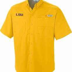 Hot Sale 👍 Columbia Men's LSU Tigers Gold Tamiami Performance 👕 Shirt 💯