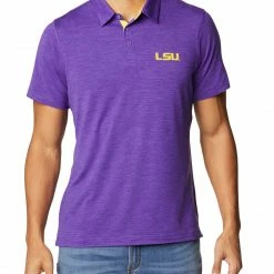 Best Pirce 👍 Columbia Men's LSU Tigers Purple Tech Trail Polo 👍