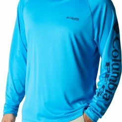 Buy 👏 Columbia Men's PFG Terminal Tackle Long Sleeve 👚 Shirt Red Hibiscus/white Logo ❤️