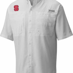 Hot Sale 🎁 Columbia Men's NC State Wolfpack Tamiami Performance White 👚 Shirt 😉