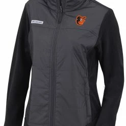 Outlet 🤩 Columbia 👩 Women's Baltimore Orioles Black Full-Zip Fleece Jacket ✔️