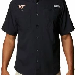 Best Sale ⭐ Columbia Men's Virginia Tech Hokies Tamiami Performance Black 👕 Shirt 😍