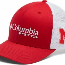 New 🌟 Columbia Men's Nebraska Cornhuskers Scarlet PFG Mesh Fitted Hat 🌟