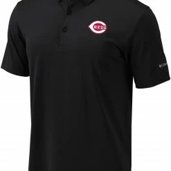 Budget 💯 Columbia Men's Cincinnati Reds Black Drive Performance Polo 👍