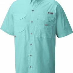 Promo ✔️ Columbia Men's PFG Bonehead Short Sleeve 👚 Shirt (Regular And Big & Tall) Gulf Stream ❤️