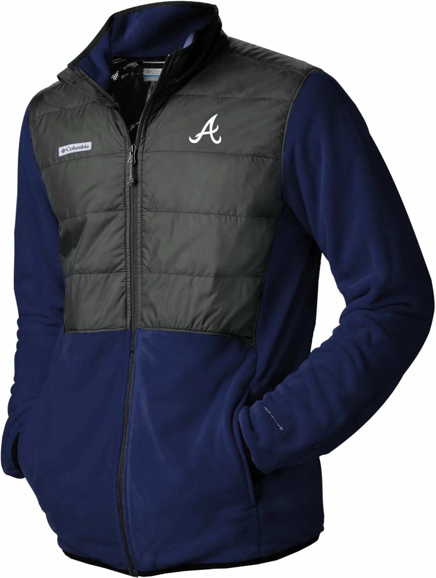 Wholesale π Columbia Men's Atlanta Braves Navy Full-Zip Fleece Jacket π