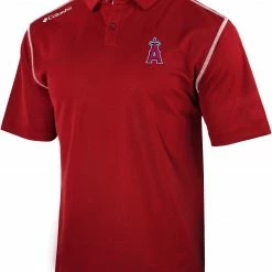 Best Sale 😉 Columbia Men's Los Angeles Angels Red Shotgun Polo 🔔