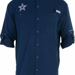 Wholesale 🎉 Columbia Men's Dallas Cowboys Tamiami Navy Button-Up 👗 Dress 👕 Shirt ⭐
