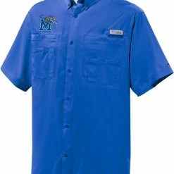 Coupon ❤️ Columbia Men's Memphis Tigers Blue Button-Down Performance Short Sleeve 👚 Shirt ✔️