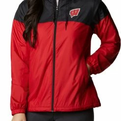 Promo ✔️ Columbia 👩 Women's Wisconsin Badgers Red/Black Flash Forward Lined Jacket ✔️