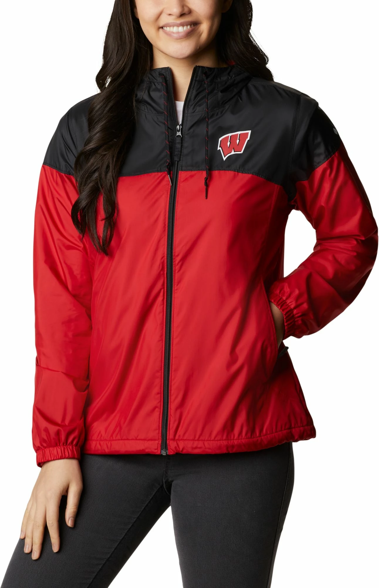 Promo βοΈ Columbia π© Women's Wisconsin Badgers Red/Black Flash Forward Lined Jacket βοΈ