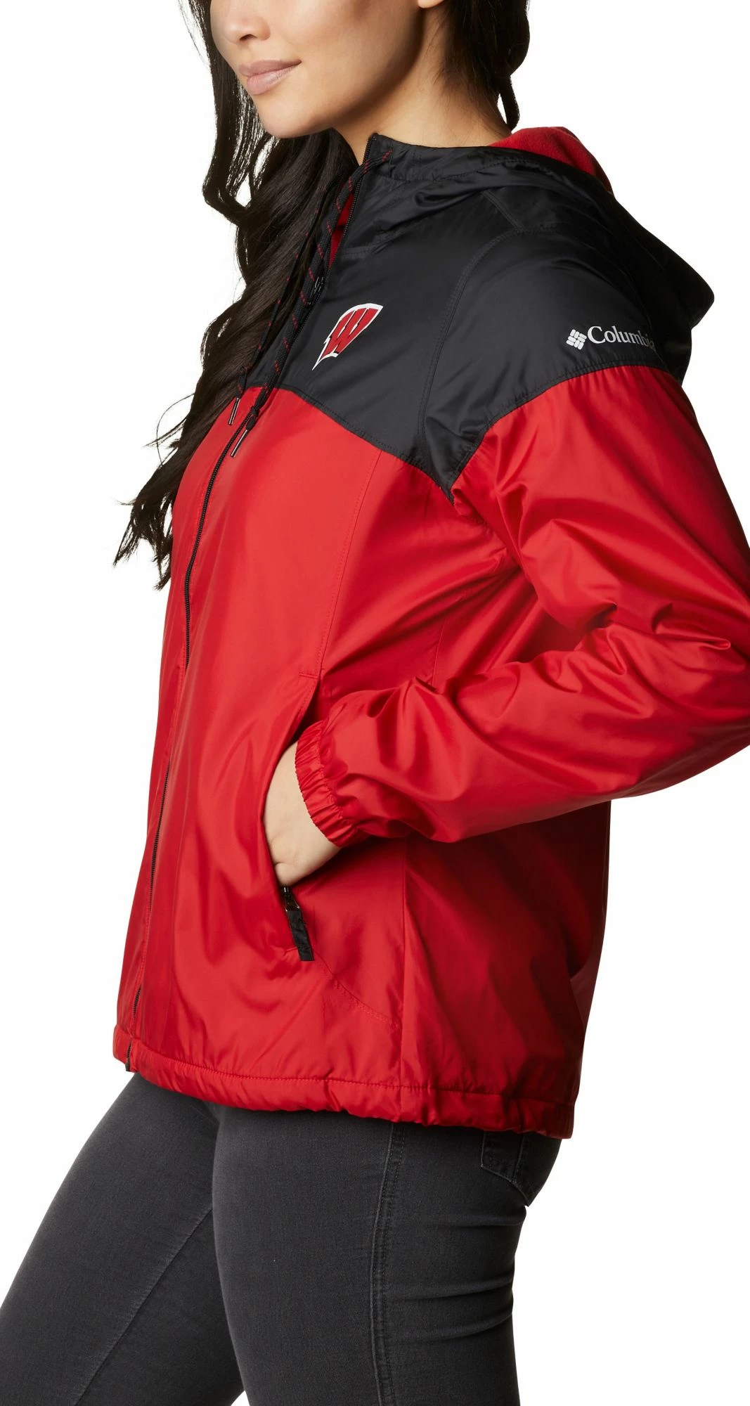 Promo βοΈ Columbia π© Women's Wisconsin Badgers Red/Black Flash Forward Lined Jacket βοΈ - Image 2