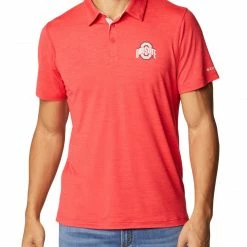 Discount 🥰 Columbia Men's Ohio State Buckeyes Scarlet Tech Trail Polo ⌛