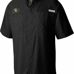 Budget ✔️ Columbia Men's Colorado Buffaloes Black Tamiami Button Down 👕 Shirt ⌛