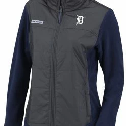 Discount ❤️ Columbia 👩 Women's Detroit Tigers Navy Full-Zip Fleece Jacket 🔥