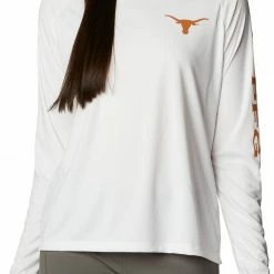 Best deal 🧨 Columbia 👩 Women's Texas Longhorns White Tidal Long Sleeve T-Shirt 🤩