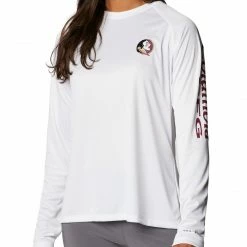 Best Pirce ✔️ Columbia 👩 Women's Florida State Seminoles White Tidal Long Sleeve T-Shirt 💯