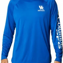 Promo 😍 Columbia Men's Kentucky Wildcats Blue Terminal Tackle Long Sleeve T-Shirt 👏