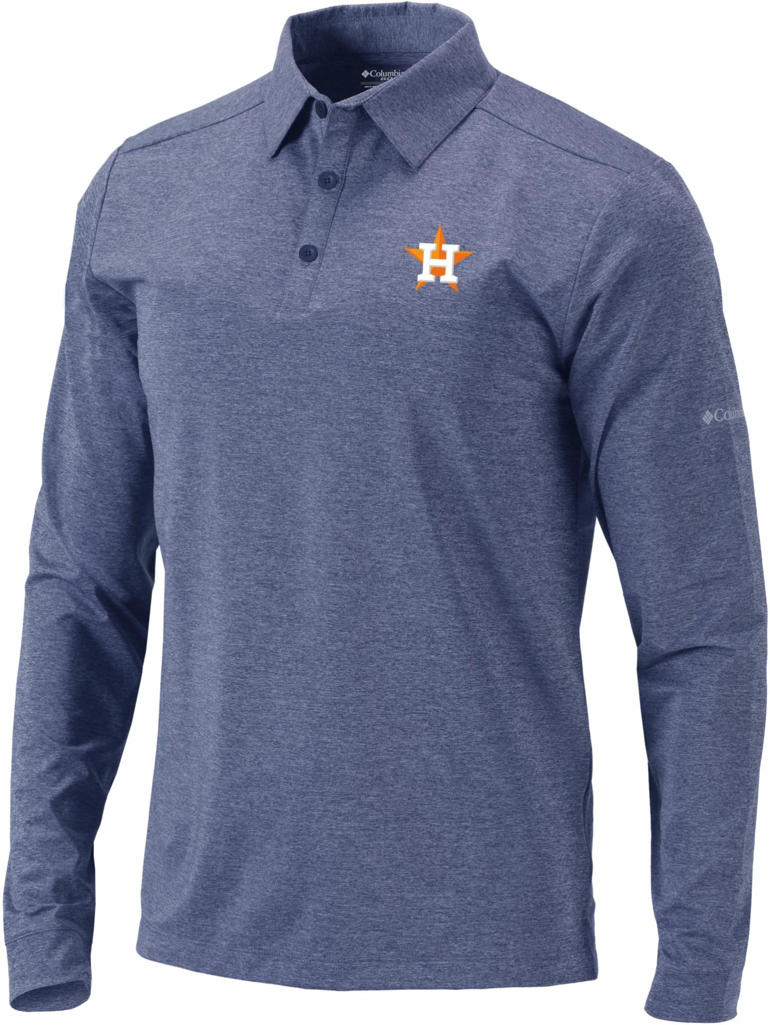 Discount β€οΈ Columbia Men's Houston Astros Navy Pin High Long Sleeve Polo β€οΈ