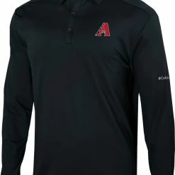 Cheap 🌟 Columbia Men's Arizona Diamondbacks Black Pin High Long Sleeve Polo ⭐