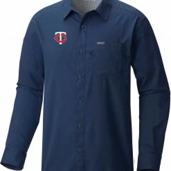 Budget 🥰 Columbia Men's Minnesota Twins Navy Slack Tide Long Sleeve T-Shirt ❤️