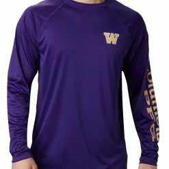 Best Pirce 🔔 Columbia Men's Washington Huskies Purple Terminal Tackle Long Sleeve T-Shirt 😍
