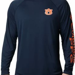 Hot Sale 🔔 Columbia Men's Auburn Tigers Blue Terminal Tackle Long Sleeve T-Shirt ✔️