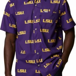 Best deal 🌟 Columbia Men's LSU Tigers Purple Super Slack Button Down 👚 Shirt 😀