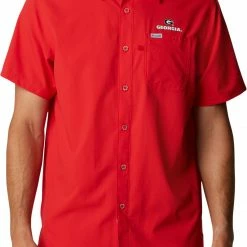 Outlet 😍 Columbia Men's Georgia Bulldogs Red Slack Tide Button-Down 👚 Shirt ✨