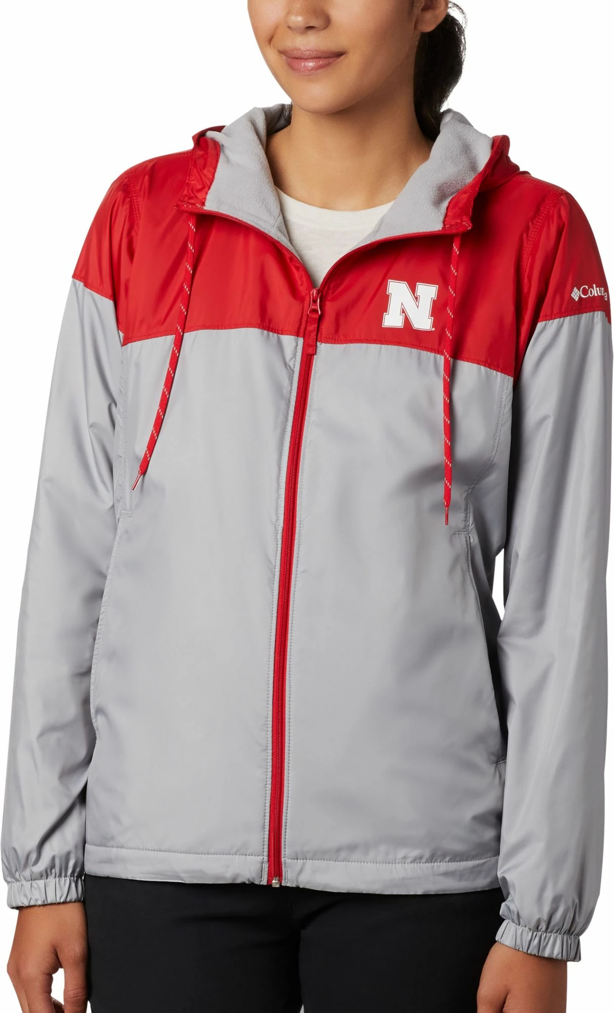 Discount βοΈ Columbia π© Women's Nebraska Cornhuskers Scarlet/Grey CLG Flash Forward Lined Jacket π