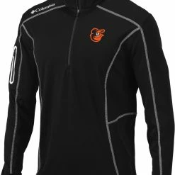 Best Pirce 🎁 Columbia Men's Baltimore Orioles Black Shotgun Quarter-Zip 👚 Shirt 💯