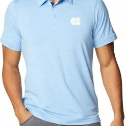 Outlet 🛒 Columbia Men's North Carolina Tar 👠 Heels Carolina Blue Tech Trail Polo 🔔