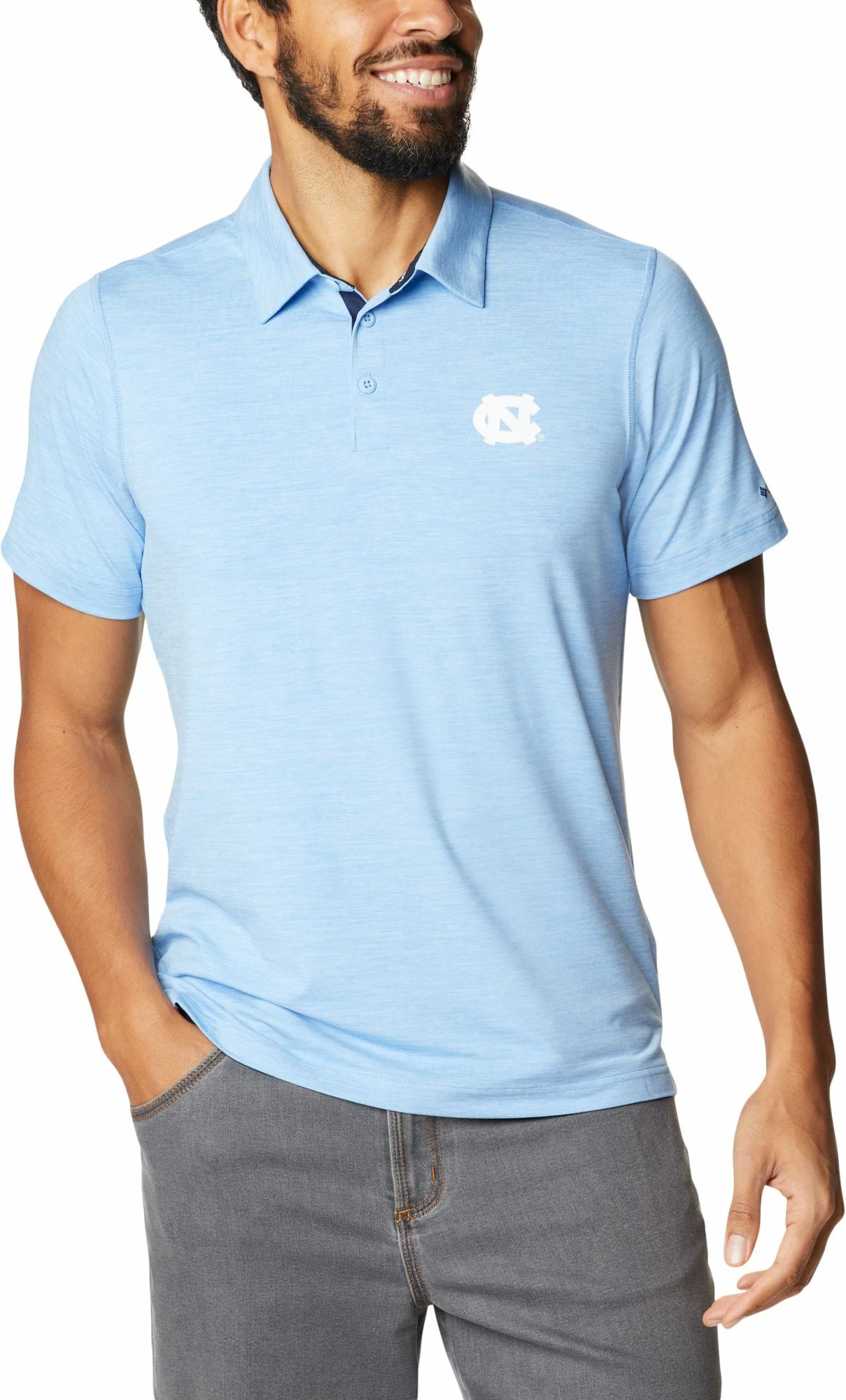 Outlet π Columbia Men's North Carolina Tar π Heels Carolina Blue Tech Trail Polo π