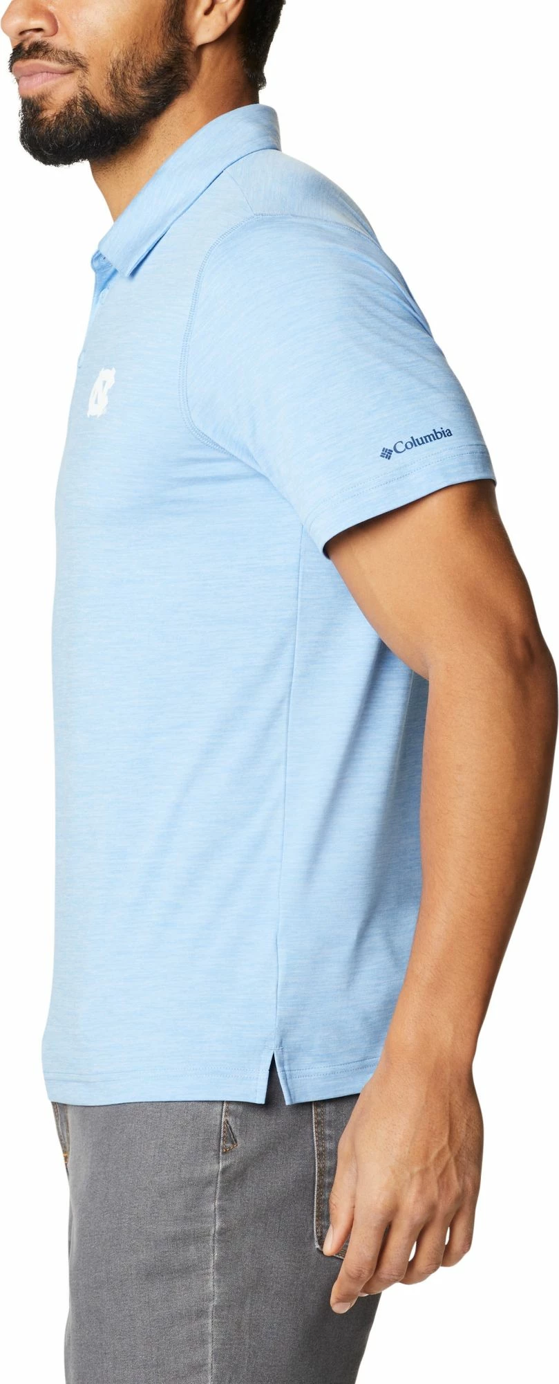 Outlet π Columbia Men's North Carolina Tar π Heels Carolina Blue Tech Trail Polo π - Image 2
