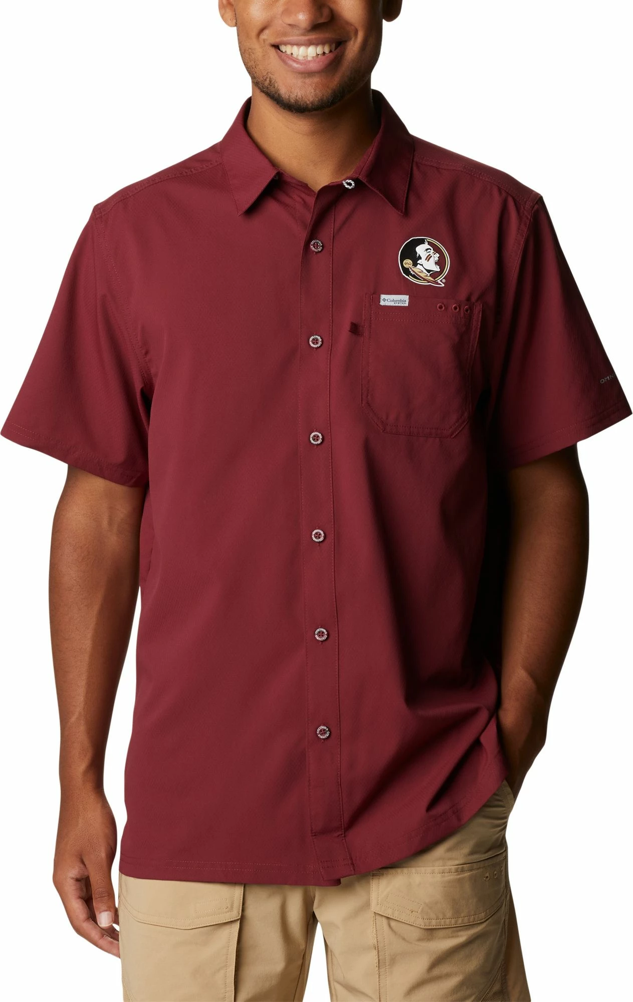 Cheapest π Columbia Men's Florida State Seminoles Garnet Slack Tide Button-Down π Shirt π
