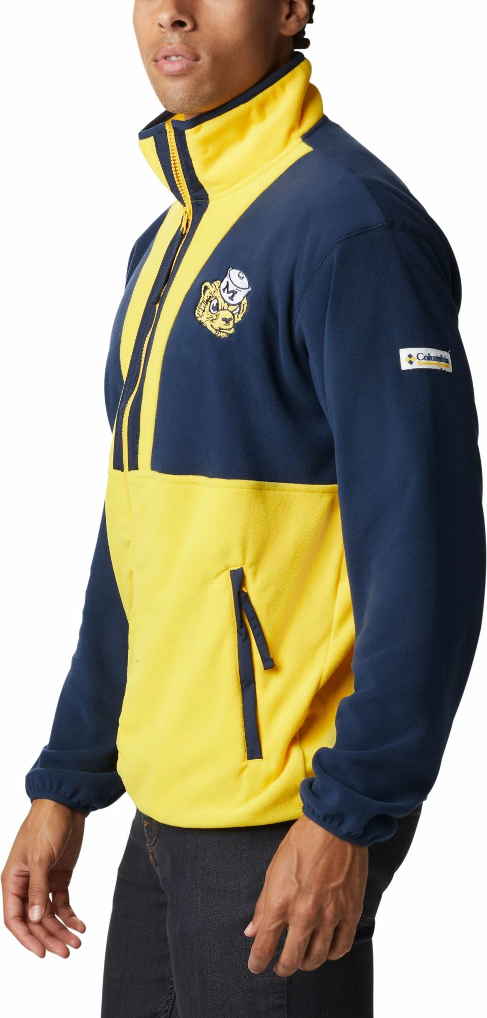 Wholesale π€© Columbia Men's Michigan Wolverines Blue Back Bowl Full-Zip Fleece Jacket β€οΈ - Image 2