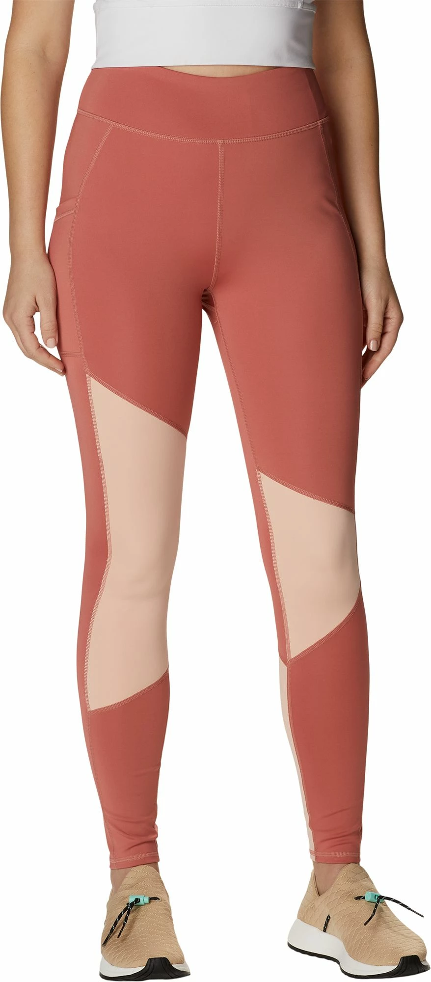 Best Pirce β Columbia π© Women's Columbia Lodge Colorblock 7/8 Leggings Dark Coral Peach/pea Blm π