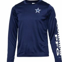 Best deal 👏 Columbia Youth Dallas Cowboys Terminal Navy Tackle Long Sleeve T-Shirt For Boys' 🥰