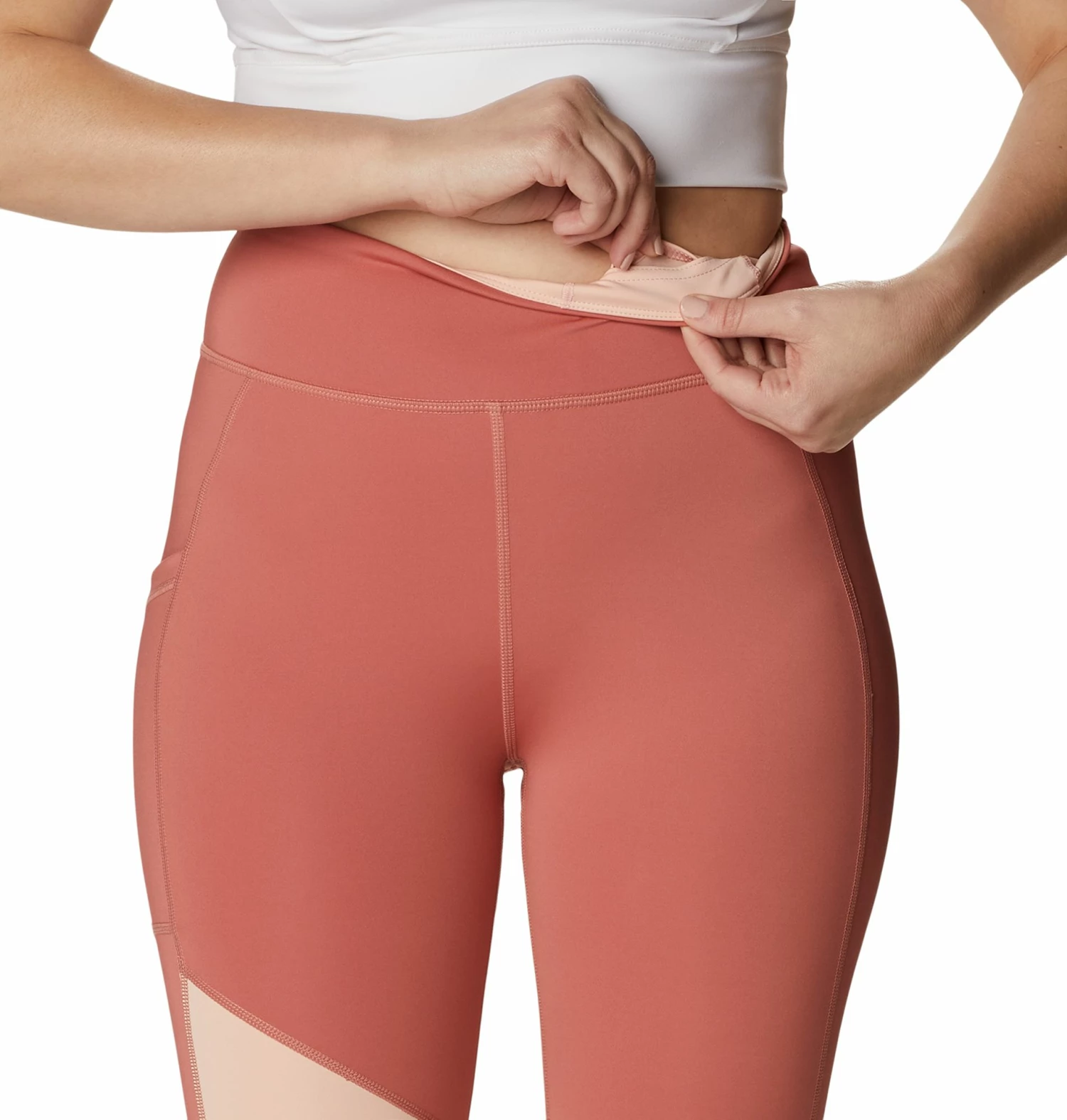 Best Pirce β Columbia π© Women's Columbia Lodge Colorblock 7/8 Leggings Dark Coral Peach/pea Blm π - Image 5